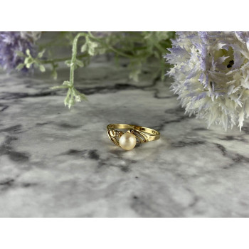 Sky Jewelry Золотое кольцо с Жемчугом и Бриллиантом
