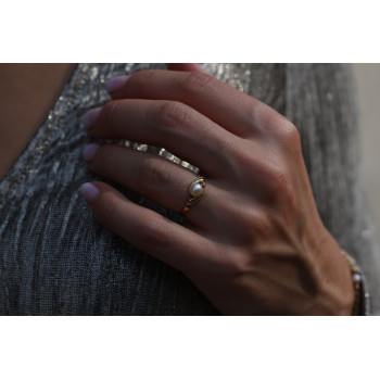 Sky Jewelry Золотое кольцо с Жемчугом и Бриллиантом