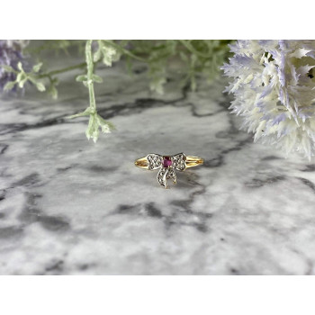 Sky Jewelry Золотое Кольцо с Розовой Шпинелью  и Бриллиантами *Бантик*