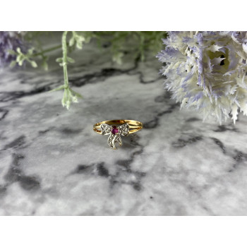 Sky Jewelry Золотое Кольцо с Розовой Шпинелью  и Бриллиантами *Бантик*