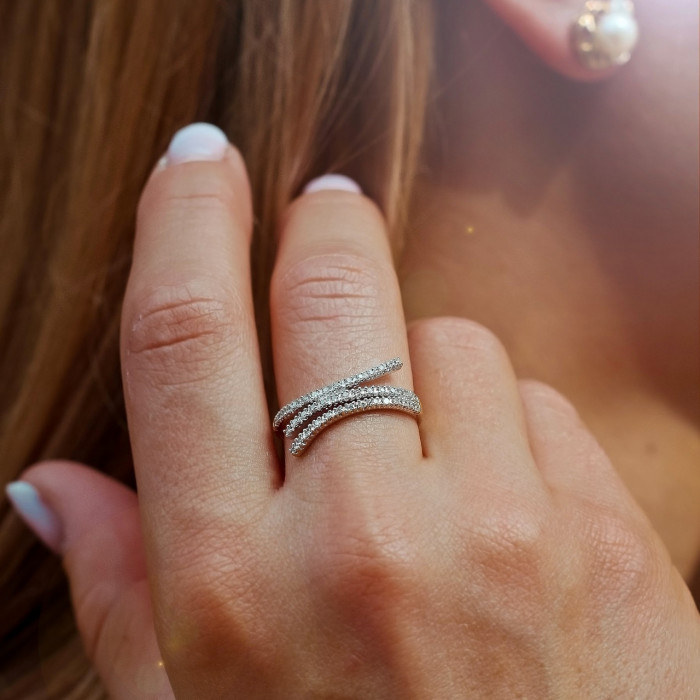 Sky Jewelry Золотое Кольцо 14К (585 проба) с Бриллиантами *Сияние Алмаза*