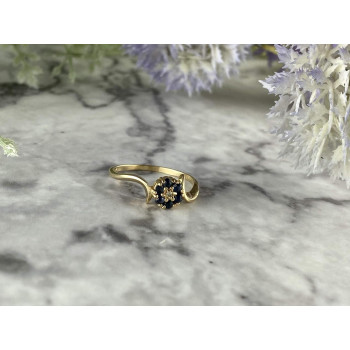 Sky Jewelry Золотое кольцо с Сапфирами и Бриллиантом   10К (417 проба)
