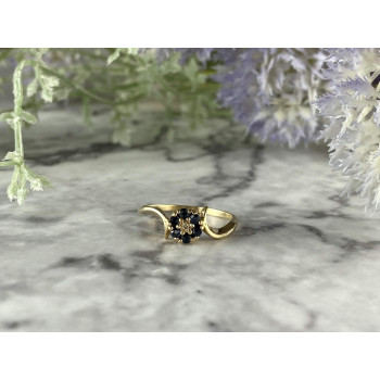 Sky Jewelry Золотое кольцо с Сапфирами и Бриллиантом   10К (417 проба)