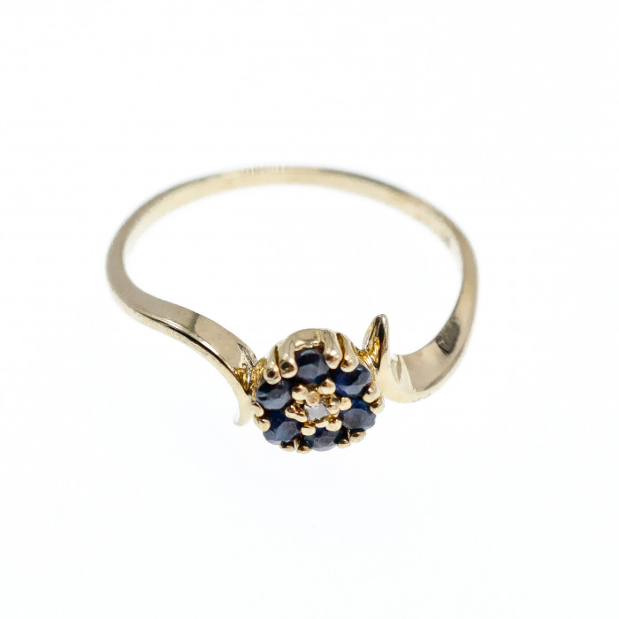Sky Jewelry Золотое кольцо с Сапфирами и Бриллиантом   10К (417 проба)