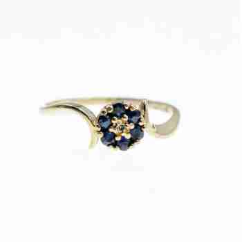 Sky Jewelry Золотое кольцо с Сапфирами и Бриллиантом   10К (417 проба)