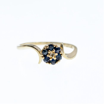 Sky Jewelry Золотое кольцо с Сапфирами и Бриллиантом   10К (417 проба)