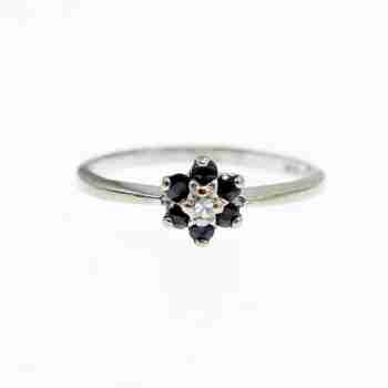 Sky Jewelry Золотое кольцо с Сапфирами и Бриллиантом   10К (417 проба)  *Сапфировые Цветы*