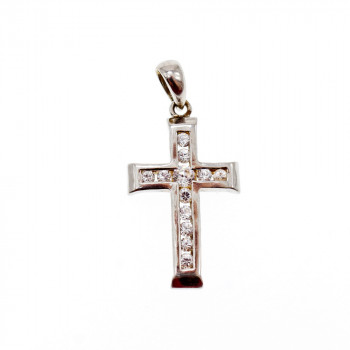 Sky Jewelry Золотой Крестик с белым Сапфиром 14К (585 проба)