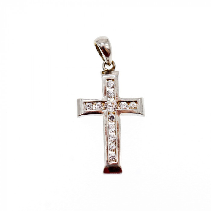 Sky Jewelry Золотой Крестик с белым Сапфиром 14К (585 проба)