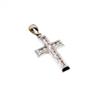 Sky Jewelry Золотой Крестик с белым Сапфиром 14К (585 проба)