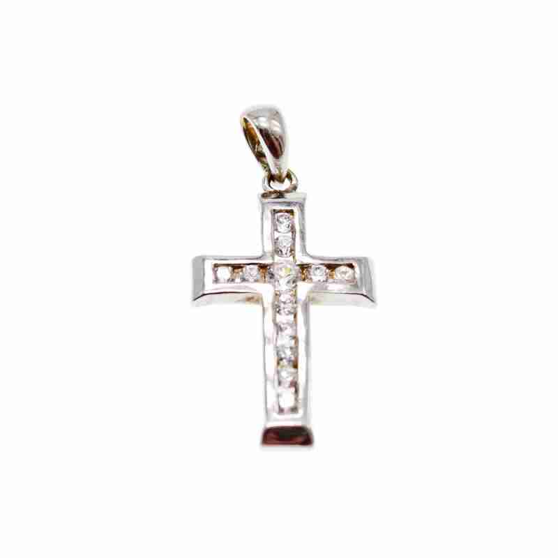 Sky Jewelry Золотой Крестик с белым Сапфиром 14К (585 проба)