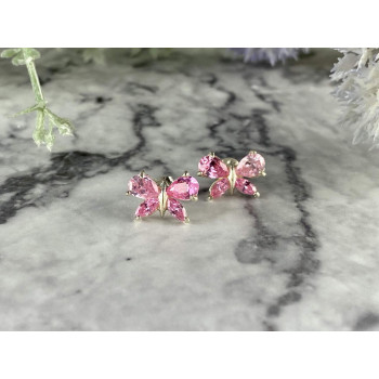 Sky Jewelry Серебряные серьги *Бабочка* с розовыми Фианитами