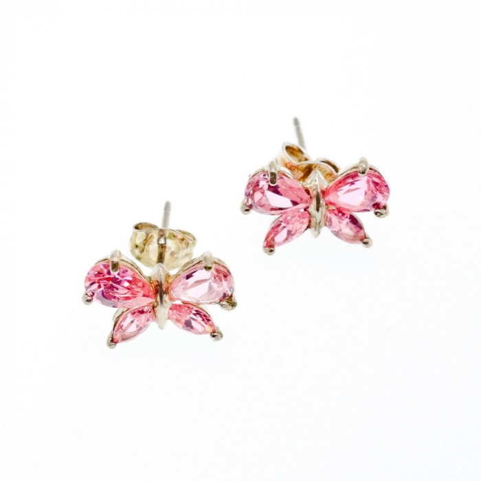 Sky Jewelry Серебряные серьги *Бабочка* с розовыми Фианитами
