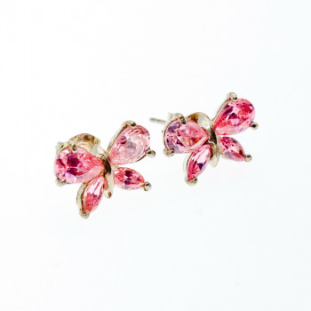 Sky Jewelry Серебряные серьги *Бабочка* с розовыми Фианитами