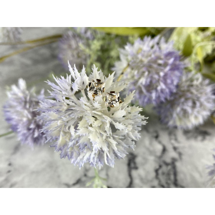 Sky Jewelry Серебряные Серьги в позолоте 925 проба с белым Топазом