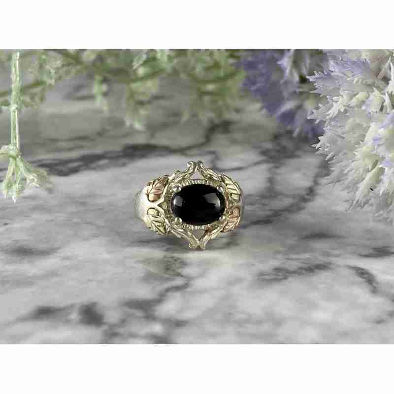 Sky Jewelry Серебряное кольцо с Черным Нефритом  Sterling 12K (500 проба)