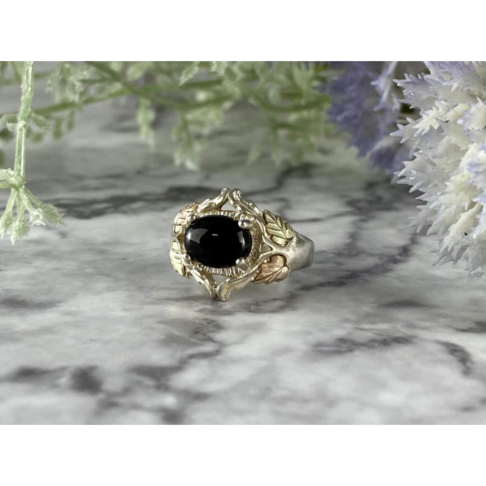 Sky Jewelry Серебряное кольцо с Черным Нефритом  Sterling 12K (500 проба)