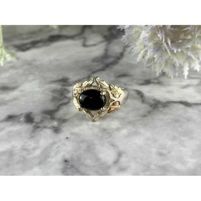 Sky Jewelry Серебряное кольцо с Черным Нефритом  Sterling 12K (500 проба)