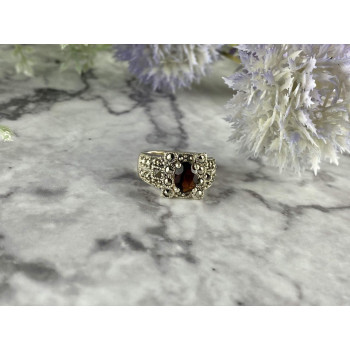 Sky Jewelry Серебряное кольцо 925 проба с Гранатом и камнями Шпинель