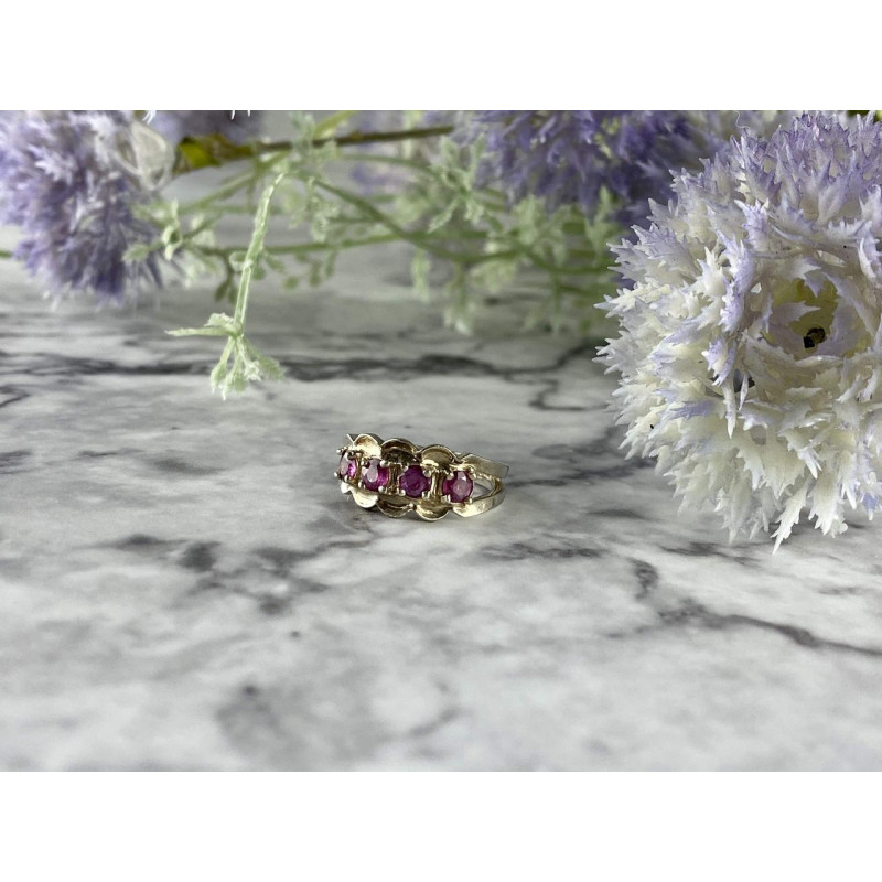 Sky Jewelry Серебряное кольцо с камнями розовая Шпинель