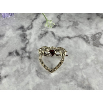 Sky Jewelry Серебряная Брошь с красной Шпинелью и камнями Морион  925 проба