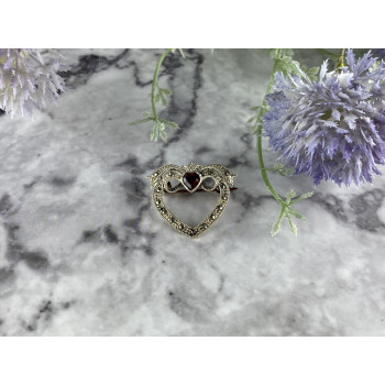 Sky Jewelry Серебряная Брошь с красной Шпинелью и камнями Морион  925 проба