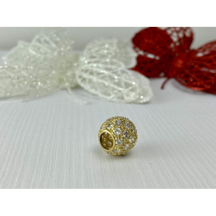 Sky Jewelry Золотая бусина Шарм с Фианитами 14К (585 проба)