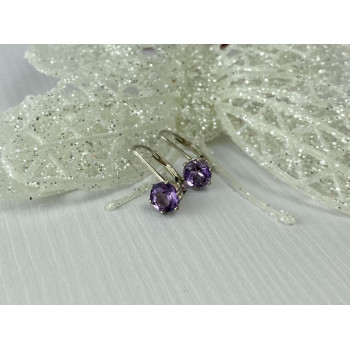 Sky Jewelry Серебряные серьги 925 пробы с Фиолетовым Турмалином *Круг