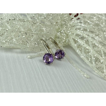 Sky Jewelry Серебряные серьги 925 пробы с Фиолетовым Турмалином *Круг