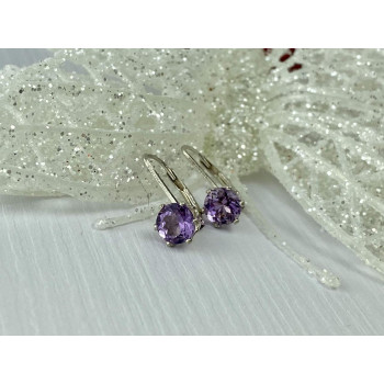 Sky Jewelry Серебряные серьги 925 пробы с Фиолетовым Турмалином *Круг