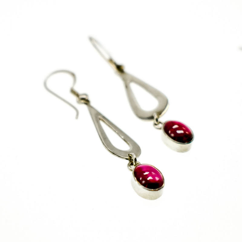 Sky Jewelry Серебряные Серьги с камнем Гранат Пироп
