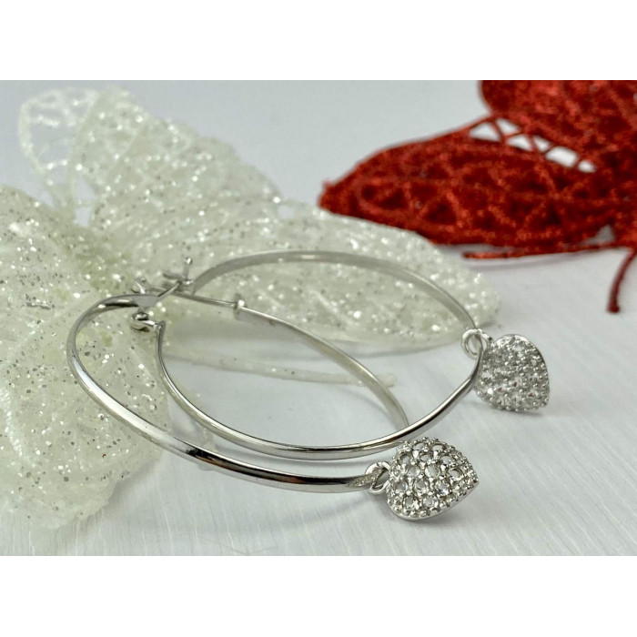 Sky Jewelry Серебряные Серьги Кольца  с камнями Кварц  *Сердце*