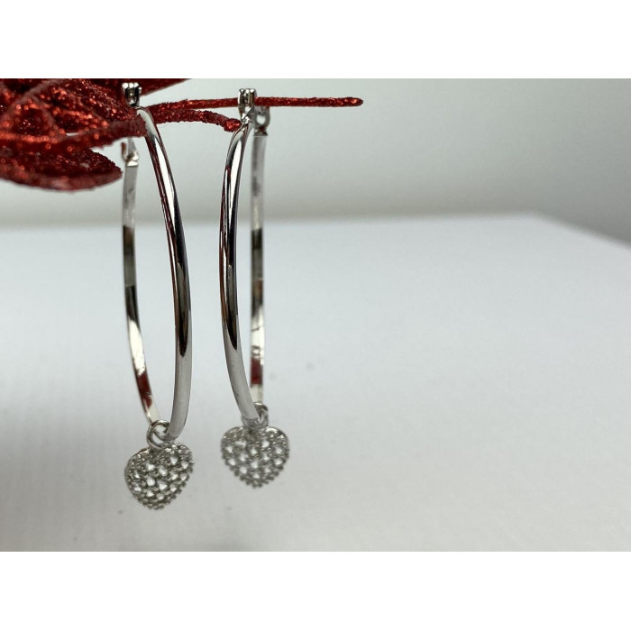 Sky Jewelry Серебряные Серьги Кольца  с камнями Кварц  *Сердце*