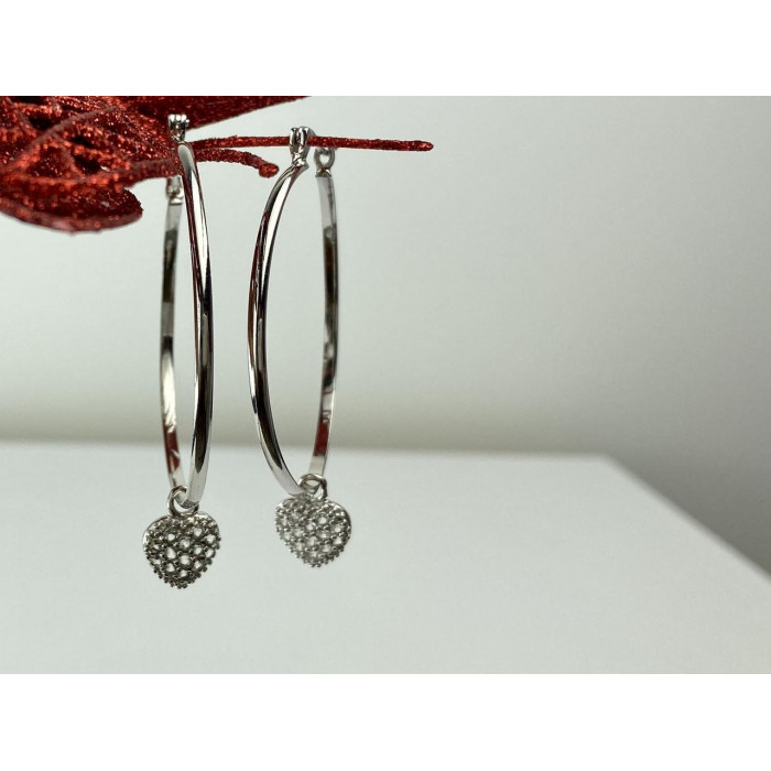 Sky Jewelry Серебряные Серьги Кольца  с камнями Кварц  *Сердце*