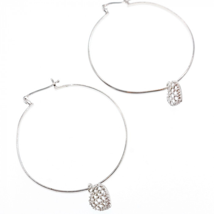 Sky Jewelry Серебряные Серьги Кольца  с камнями Кварц  *Сердце*