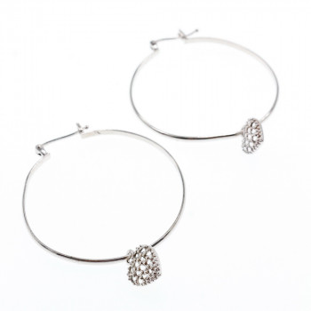 Sky Jewelry Серебряные Серьги Кольца  с камнями Кварц  *Сердце*