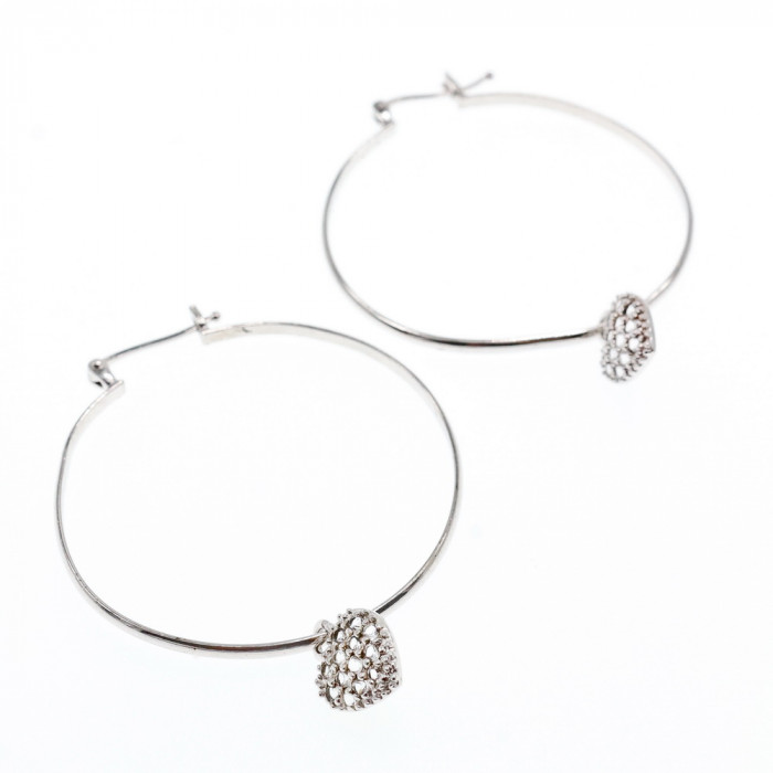 Sky Jewelry Серебряные Серьги Кольца  с камнями Кварц  *Сердце*