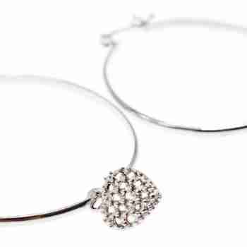 Sky Jewelry Серебряные Серьги Кольца  с камнями Кварц  *Сердце*