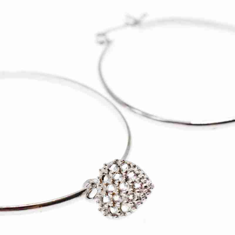 Sky Jewelry Серебряные Серьги Кольца  с камнями Кварц  *Сердце*