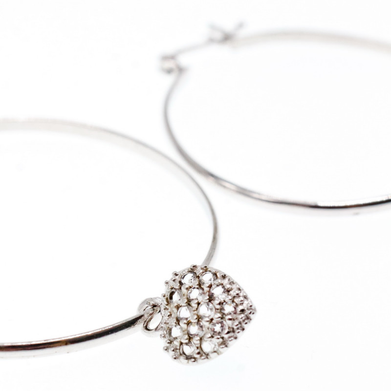 Sky Jewelry Серебряные Серьги Кольца  с камнями Кварц  *Сердце*