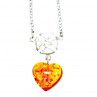 Sky Jewelry Серебряное Ожерелье с Янтарем *Сердце