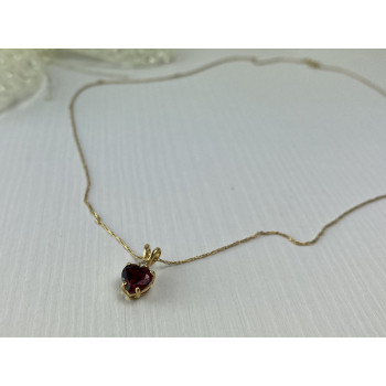 Sky Jewelry Золотая цепочка с кулоном Альмандин и Бриллиант *Сердце