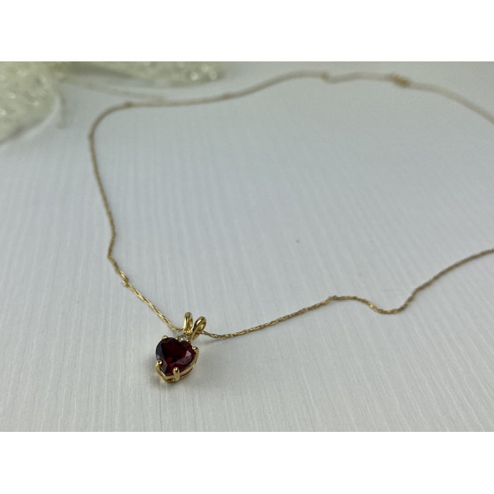Sky Jewelry Золотая цепочка с кулоном Альмандин и Бриллиант *Сердце
