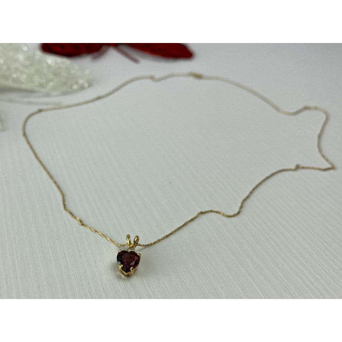 Sky Jewelry Золотая цепочка с кулоном Альмандин и Бриллиант *Сердце