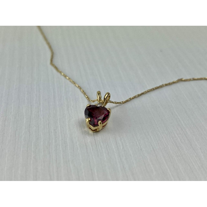 Sky Jewelry Золотая цепочка с кулоном Альмандин и Бриллиант *Сердце