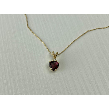 Sky Jewelry Золотая цепочка с кулоном Альмандин и Бриллиант *Сердце