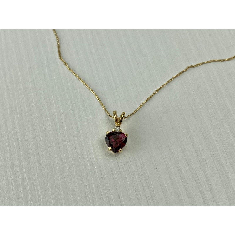 Sky Jewelry Золотая цепочка с кулоном Альмандин и Бриллиант *Сердце