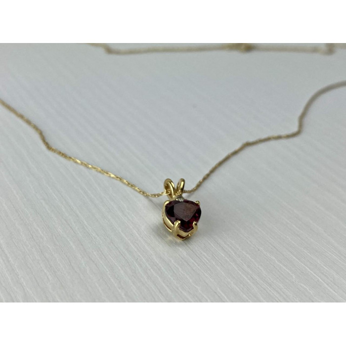 Sky Jewelry Золотая цепочка с кулоном Альмандин и Бриллиант *Сердце