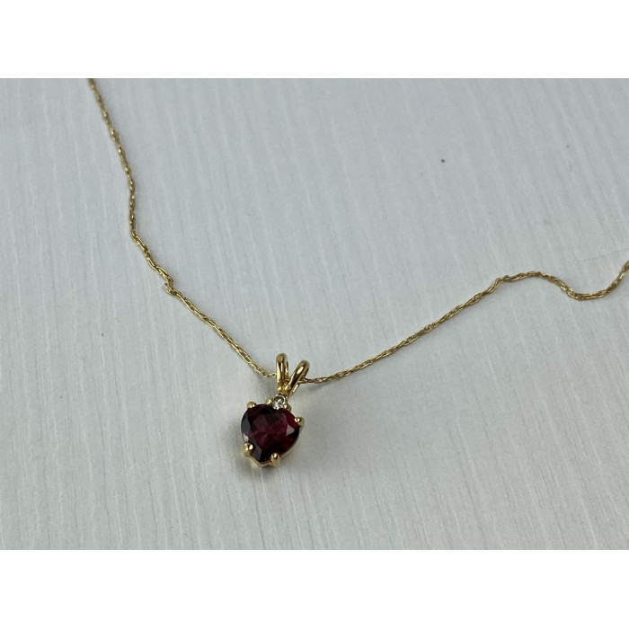 Sky Jewelry Золотая цепочка с кулоном Альмандин и Бриллиант *Сердце