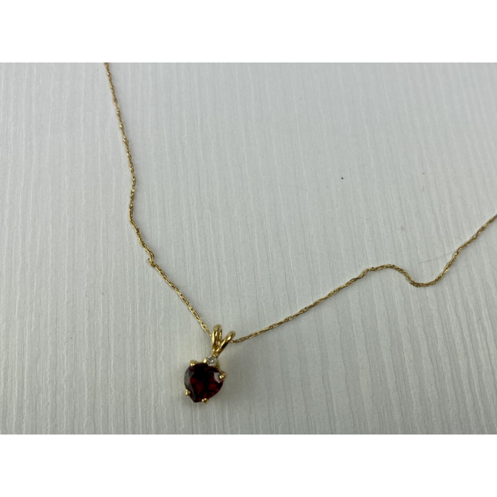 Sky Jewelry Золотая цепочка с кулоном Альмандин и Бриллиант *Сердце